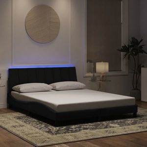 vidaXL Cadru de pat cu lumini LED, negru, 160x200 cm, catifea imagine