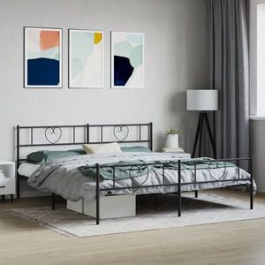 vidaXL Cadru pat fără saltea, tăblie de picioare negru 180x200cm metal imagine