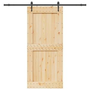 vidaXL Ușă glisantă cu set feronerie, 100x210 cm, lemn masiv de pin imagine