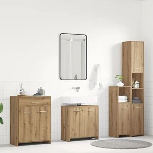 vidaXL Set mobilier de baie, 4 piese, stejar artizanal, lemn prelucrat imagine