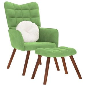 vidaXL Scaun de relaxare cu taburet, verde deschis, catifea imagine