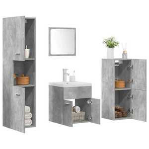 vidaXL Set mobilier de baie, 5 piese, gri beton, lemn prelucrat imagine