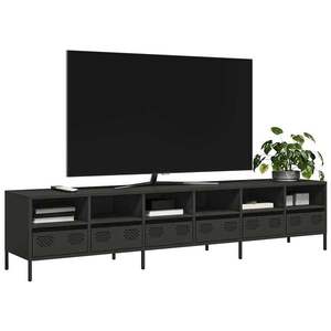 vidaXL Dulap TV, negru, 202x39x43, 5 cm, oțel laminat la rece imagine