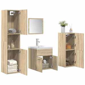 vidaXL Set mobilier de baie, 5 piese, stejar sonoma, lemn prelucrat imagine