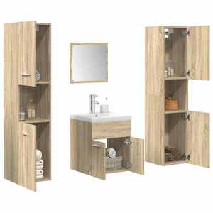 vidaXL Set mobilier de baie, 5 piese, stejar sonoma, lemn prelucrat imagine