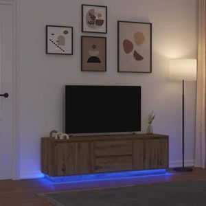 vidaXL Dulap TV cu lumini LED Artisan Stejar 160, 5x41x50 cm imagine