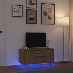 vidaXL Comodă TV cu lumini LED, stejar artizanal, 100x41x50 cm imagine