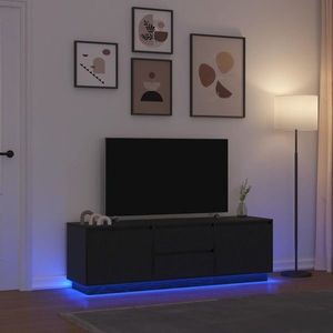 vidaXL Dulap TV cu lumini LED Stejar negru 160, 5x41x50 cm imagine