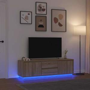 vidaXL Dulap TV cu lumini LED Stejar Sonoma 160, 5x41x50 cm imagine