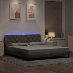 vidaXL Cadru de pat cu LED fără saltea Taupe 180x200 cm Material imagine