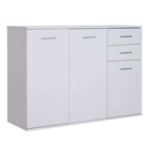 HOMCOM Dulapior Multifuncțional cu 3 Uși și 2 Sertare, Design Modern, Lemn Granulat, Alb, 106x35x76cm | Aosom Romania imagine