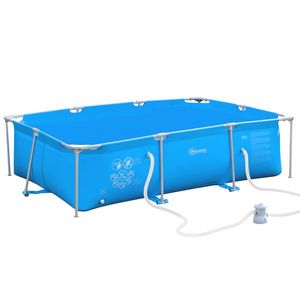 Outsunny Piscină Supraterană cu Filtru și Supapă din Oțel/PVC 292x190x75cm Albastru Perfectă pentru Adulți și Copii în Grădină | Aosom Romania imagine