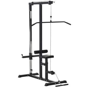 HOMCOM Statie de Fitness Pull Down pentru Sala de gimnastica in Casa cu Banca si Cablu Reglabil, din Otel 107x120x190cm Negru | Aosom Romania imagine