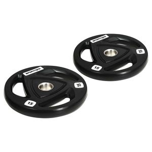 SPORTNOW Set 2 Discuri Greutate 15KG Oțel cu Acoperire Cauciuc Ø5cm Mreană Manere Manual Negru | Aosom Romania imagine