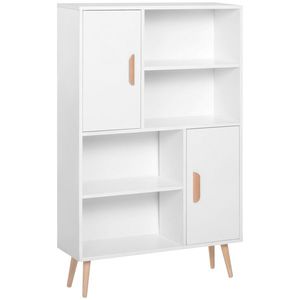 HOMCOM Bibliotecă, Dulap Multifuncțional cu 2 Uși și Rafturi, 80x23.5x123 cm, Alb | Aosom Romania imagine