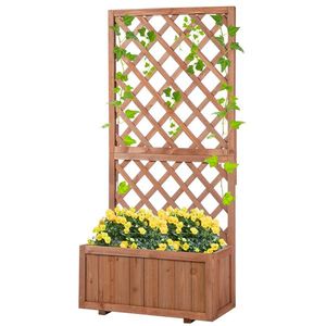 Outsunny Jardiniere din Lemn pentru Grădină cu Spătar pentru Plante Cățărătoare, Suport pentru Flori, Decor Exterior | Aosom Romania imagine