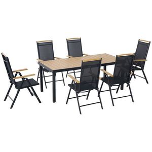 Set 7 Piese Mobilier de Gradina cu Masa Dreptunghiulara Outsunny, Negru | Aosom Romania imagine