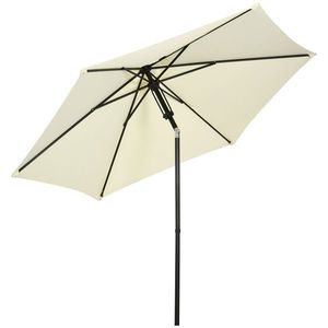 Outsunny Umbrelă de Soare pentru Grădină, Material Poliester și Structură Metalică cu 6 Bare, Ø262x243cm, Bej și Negru | Aosom Romania imagine