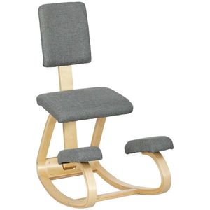 HOMCOM Scaun Ergonomic cu Mișcare de Legănare, Scaun Ergonomic Postural din Țesătură, 51x84x93 cm, Gri | Aosom Romania imagine