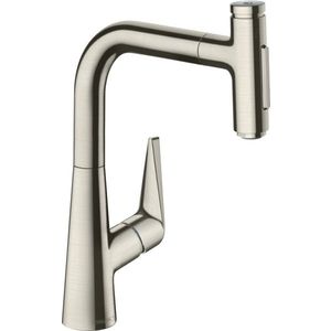 Baterie bucatarie Hansgrohe Talis Select M51220 dus extractibil cu 2 tipuri de jet si Sbox finisaj inox imagine