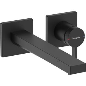 Baterie lavoar Hansgrohe Tecturis E din 2 elemente de perete pipa 22.5cm negru mat imagine