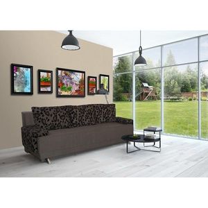 Canapea Extensibila Roma Dark Chocolate Black Flower 205x90x86 cm + lada de depozitare imagine