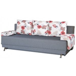 Canapea Extensibila Roma Grey Roses Flower 205x90x86 cm, cu lada de depozitare imagine