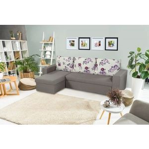 Coltar extensibil reversibil Oslo Grey Magnolia cu lada de depozitare, 247x148x78 cm imagine