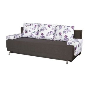 Canapea Extensibila Roma Dark Chocolate Magnolia 205x90x86 cm + lada de depozitare, maro/mov imagine