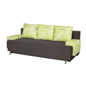 Canapea Extensibila Roma Dark Chocolate Jasmine Flower 205x90x86 cm + lada de depozitare, maro/verde imagine