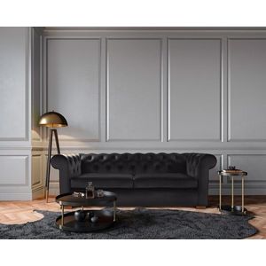 Canapea extensibila Oxford Chesterfield, 88x216x75 cm, 3 locuri, Graphite imagine