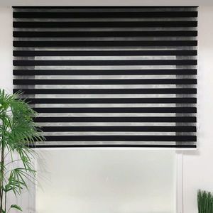 Jaluzea rulou zebra / roleta textila, Lizbon Day & Night, 140x260 cm, poliester, negru imagine