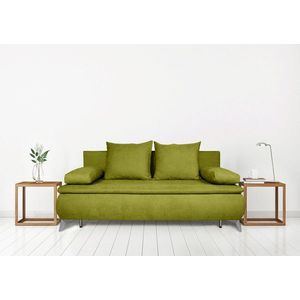 Canapea extensibila Sofie, cu lada pentru depozitare, 3 locuri, 203x92x86 cm, Verde imagine