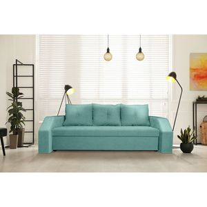 Canapea extensibila Marbella 230x93x77 cm, cu lada de depozitare, verde mint imagine