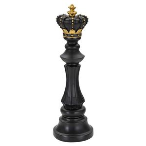 Statueta decorativa / Piesa de sah Rege, Black King, Mauro Ferretti, Ø13 x 40.5 cm, polirasina, negru/auriu imagine