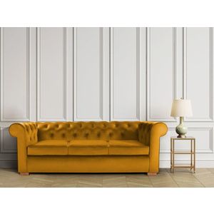 Canapea Oxford Chesterfield, 93x214x75 cm, 3 locuri, Galben mustar imagine