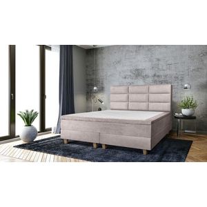 Pat matrimonial, Stockholm, Harmony E, 140x200 cm, saltea tip Pocket, topper memory, Taupe imagine