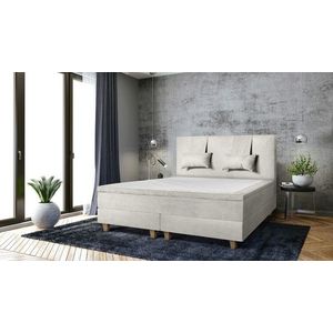 Pat matrimonial, Stockholm, Classic E, 140x200 cm, saltea tip Pocket, topper memory, Bej imagine