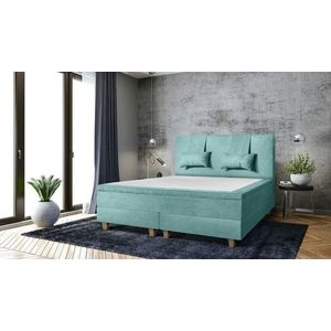 Pat matrimonial, Stockholm, Classic E, 160x200 cm, saltea tip Pocket, topper memory, Mint imagine