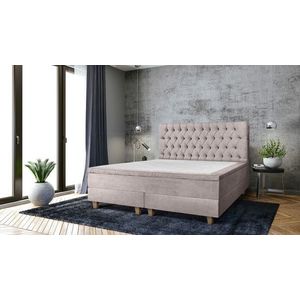 Pat matrimonial, Stockholm, Chester E, 160x200 cm, saltea tip Pocket, topper memory, Taupe imagine