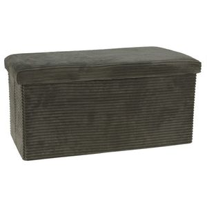 Bancheta cu spatiu pentru depozitare Ottoman, Excellent Houseware, 76x40x38 cm, max 160 kg, velur, verde inchis imagine