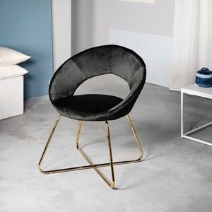 Scaun Jared, Homla, 73x47x84 cm, catifea din poliester/metal, negru imagine