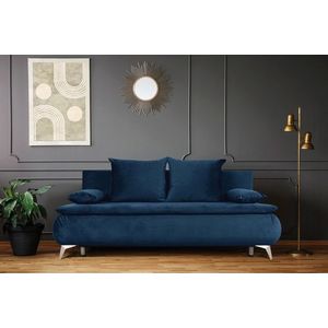 Canapea extensibila Sofie Lux, 203x92x86 cm, 3 locuri, lada pentru depozitare, Albastru navy imagine