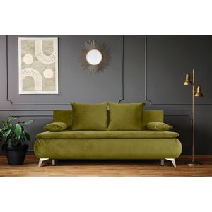 Canapea extensibila Sofie Lux, 203x92x86 cm, 3 locuri, lada pentru depozitare, Olive imagine