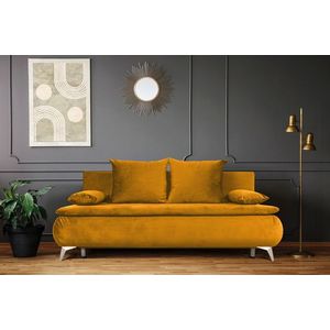 Canapea extensibila Sofie Lux, 203x92x86 cm, 3 locuri, lada pentru depozitare, mustard imagine