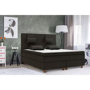 Pat matrimonial, Liding Boxspring, 160x200 cm, saltea tip Pocket, topper, Negru imagine