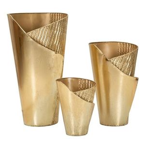 Set 3 ghivece / vase decorative Flosty, Mauro Ferretti, 39x42x75 cm, fier, auriu imagine