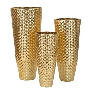 Set 3 ghivece / vase decorative Glotty, Mauro Ferretti, 48x48x110 cm, fier, auriu imagine