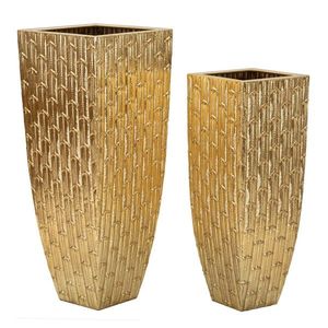 Set 2 ghivece / vase decorative Gliss, Mauro Ferretti, 40x40x99 cm, fier, auriu imagine