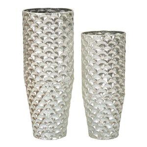 Set 2 ghivece / vase decorative Silvy, Mauro Ferretti, 37x37x92 cm, fier, argintiu imagine